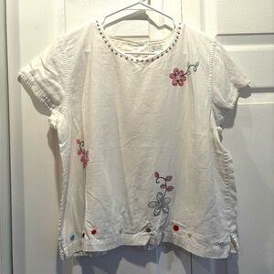 Vintage 2003 Christopher & Banks 55% Linen White Button Top - Size Large